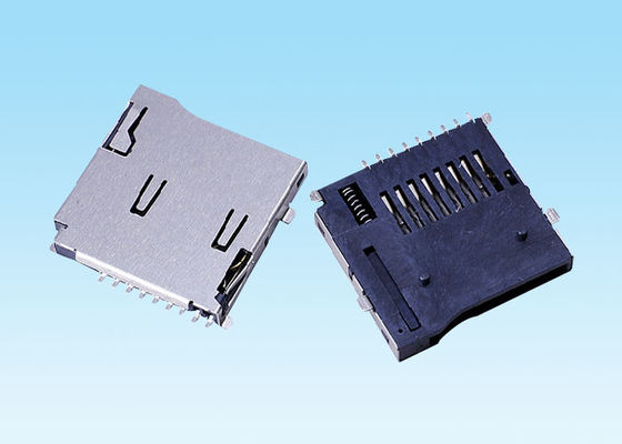 Tipo soldadura externa del empuje del Pin de SMT 9 del conector de tarjeta de memoria Flash de T de la metralla del doble