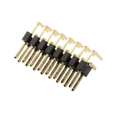 Conector de cabeza de alfiler de doble fila Curva de aguja de fila 2.54 espaciado oro Revestido de PCB resistente al calor